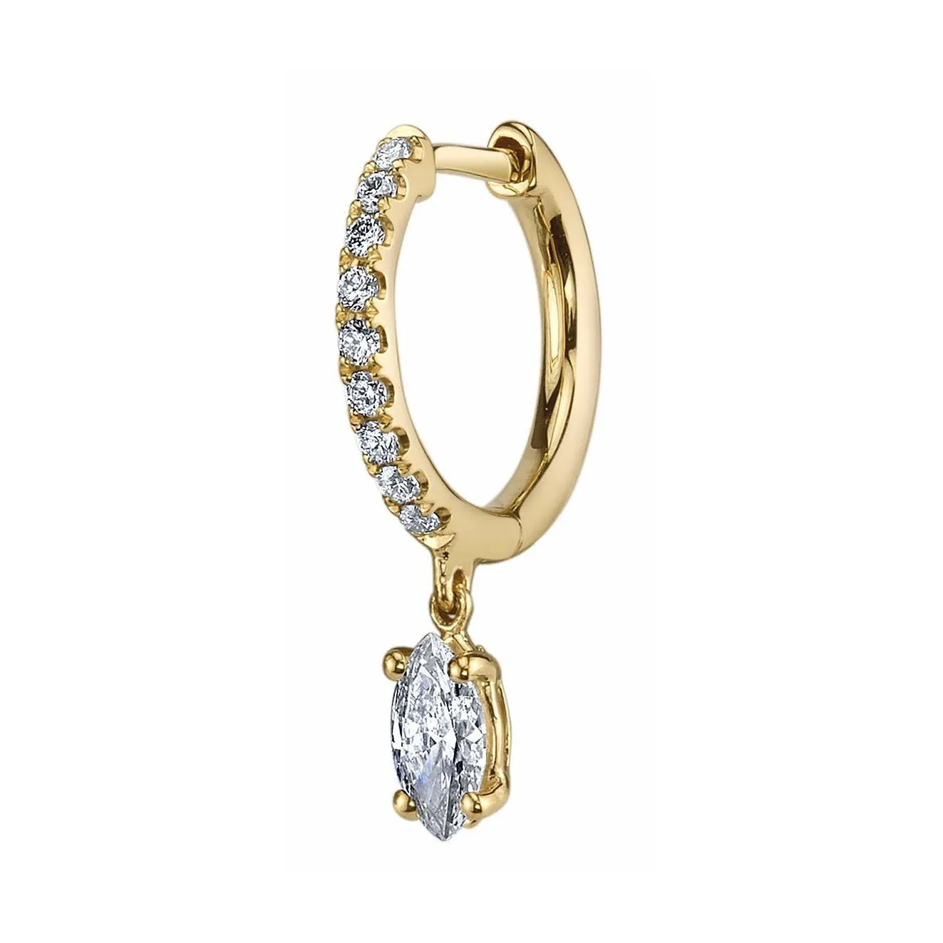 SINGLE DIAMOND HUGGIE WITH MARQUISE DIAMOND DROP Anita Ko