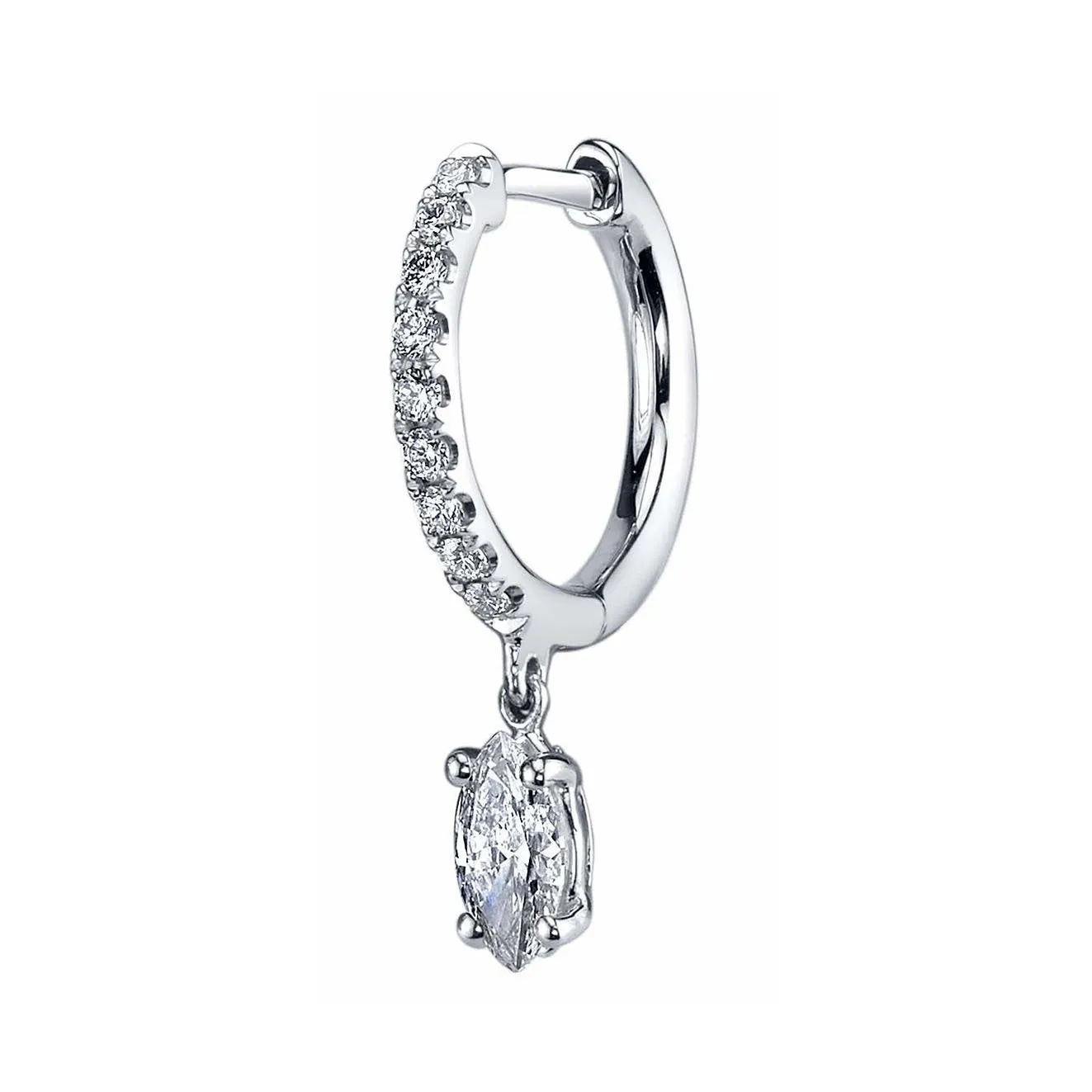 SINGLE DIAMOND HUGGIE WITH MARQUISE DIAMOND DROP Anita Ko