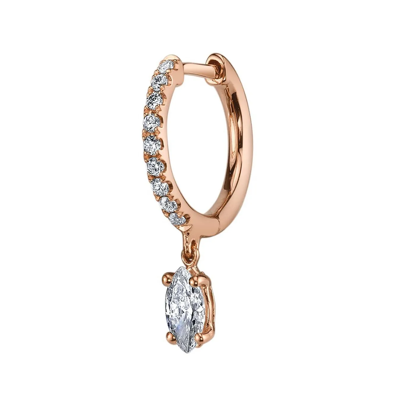 SINGLE DIAMOND HUGGIE WITH MARQUISE DIAMOND DROP Anita Ko
