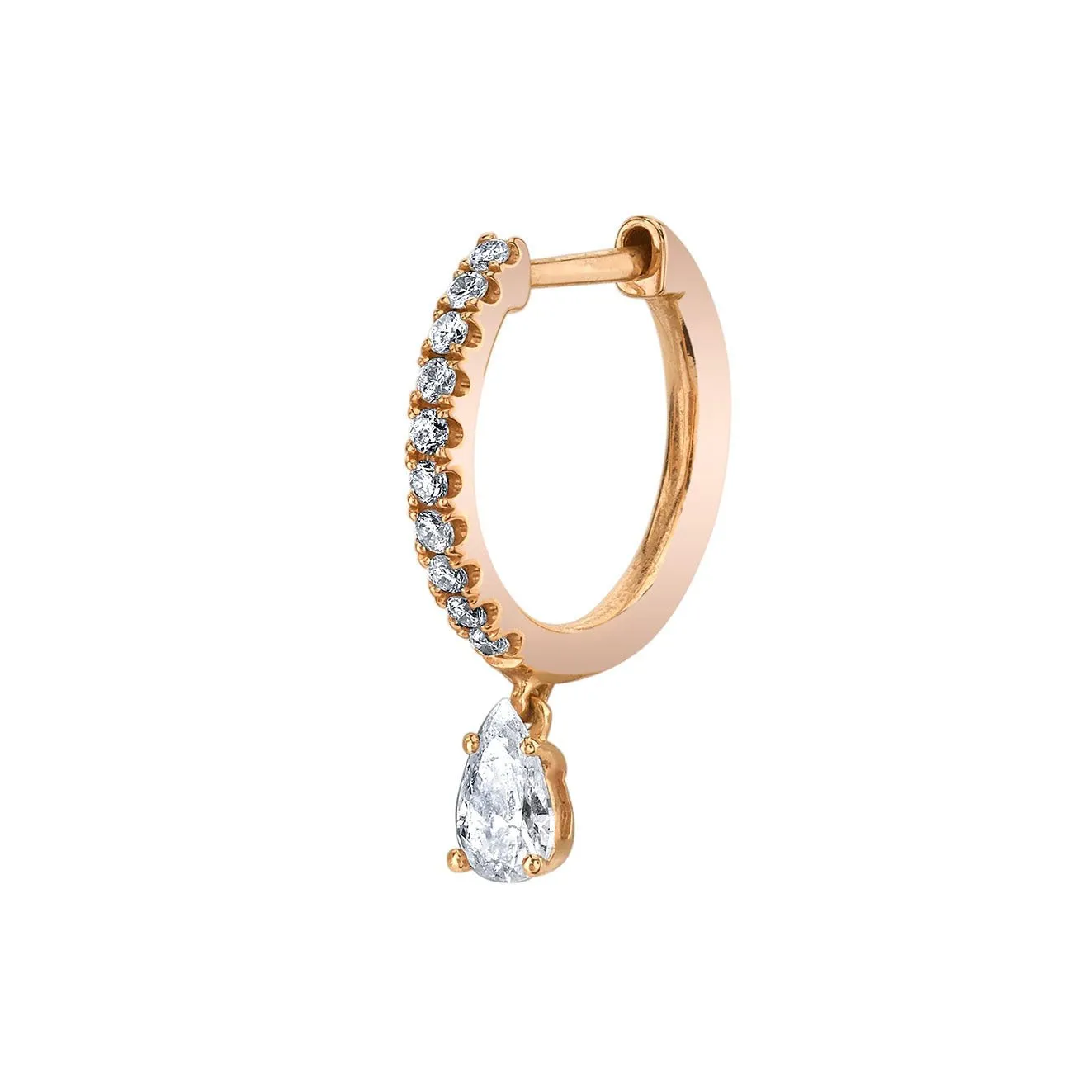 SINGLE DIAMOND HUGGIE WITH PEAR DIAMOND DROP Anita Ko