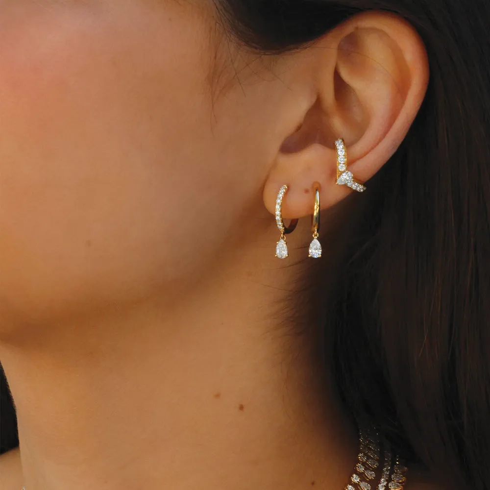 SINGLE DIAMOND HUGGIE WITH PEAR DIAMOND DROP Anita Ko