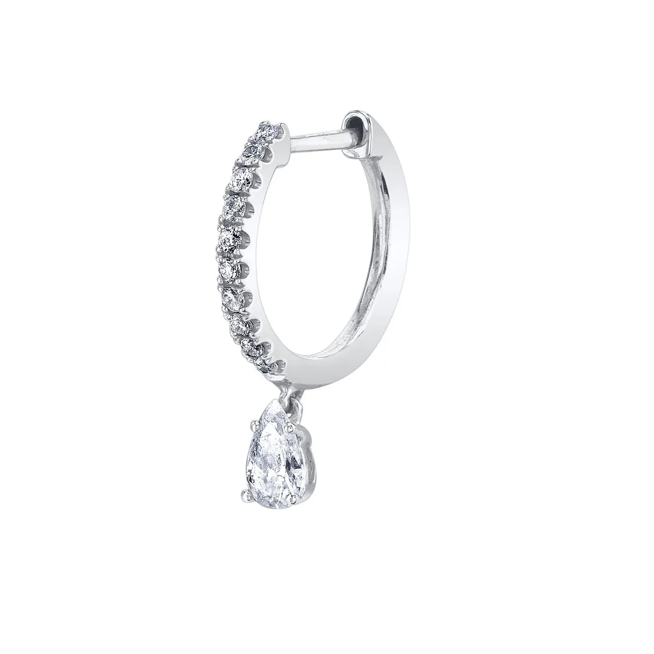 SINGLE DIAMOND HUGGIE WITH PEAR DIAMOND DROP Anita Ko