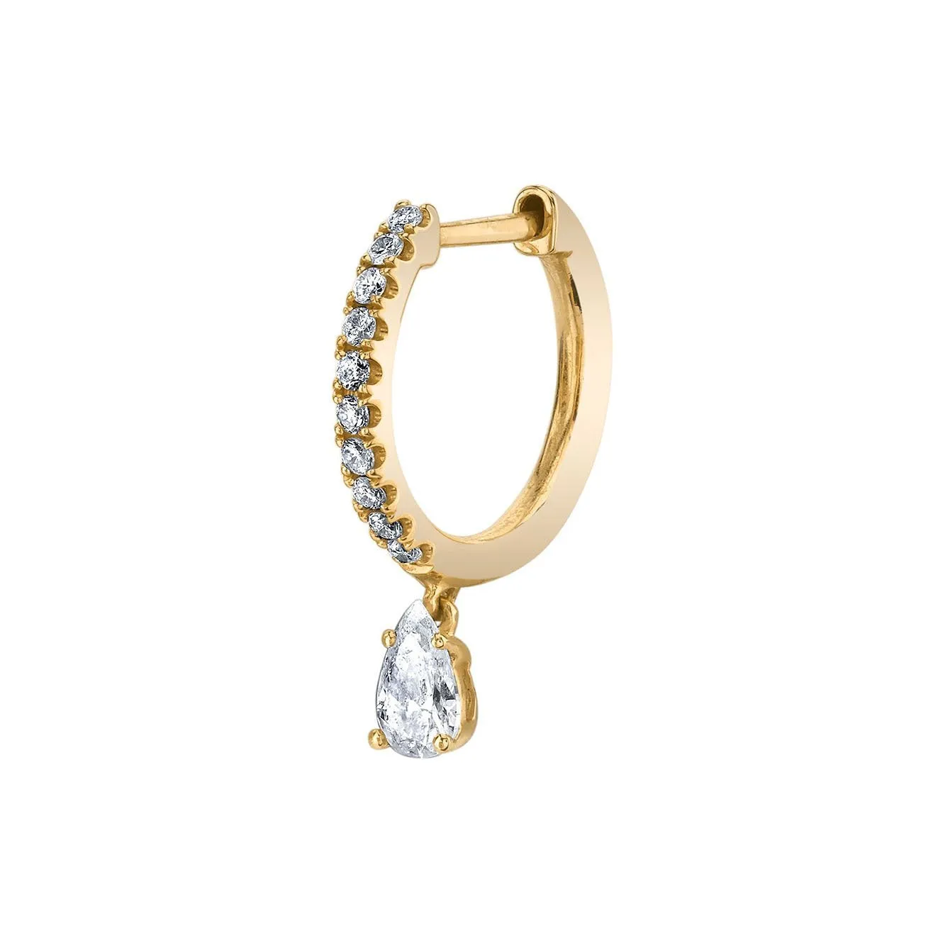 SINGLE DIAMOND HUGGIE WITH PEAR DIAMOND DROP Anita Ko