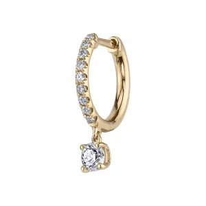 SINGLE DIAMOND HUGGIE WITH ROUND DIAMOND DROP Anita Ko