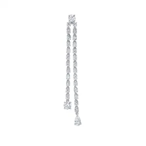 SINGLE DOUBLE DRAPED DIAMOND ROPE EARRING WITH ROUND AND PEAR DIAMOND DROPS Anita Ko