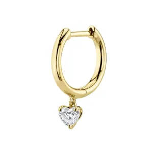 SINGLE HUGGIE WITH HEART DIAMOND DROP Anita Ko