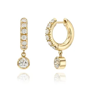 Single Stone Leda Drop Huggie Earrings Croghans