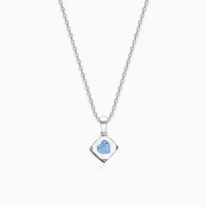 Sky Blue Heart Cube Pendant with Link Chain Giva