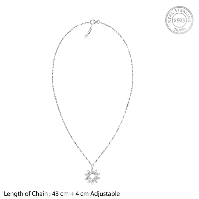 Sliver Sparkling Floral Pendant With Link Chain Giva