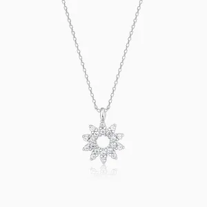 Sliver Sparkling Floral Pendant With Link Chain Giva