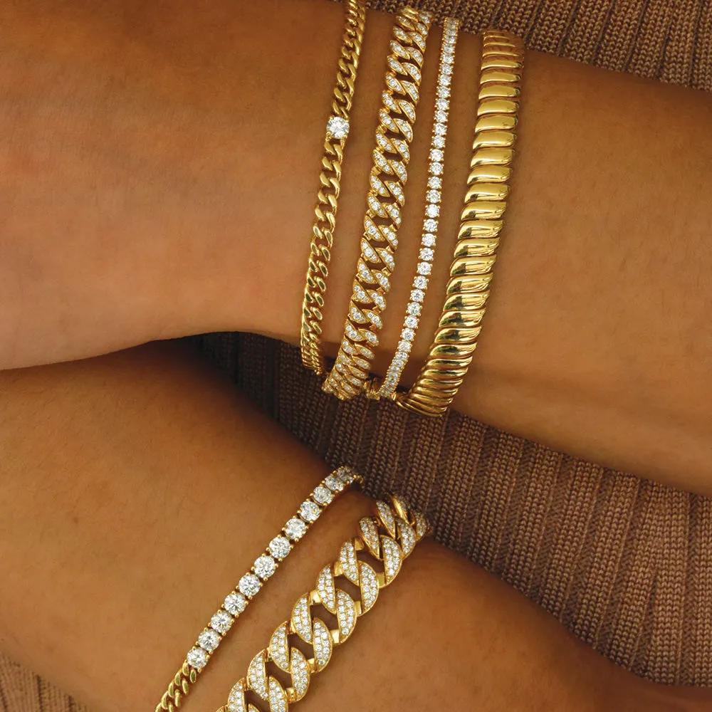 SMALL CUBAN LINK BRACELET WITH ROUND DIAMOND CENTER Anita Ko
