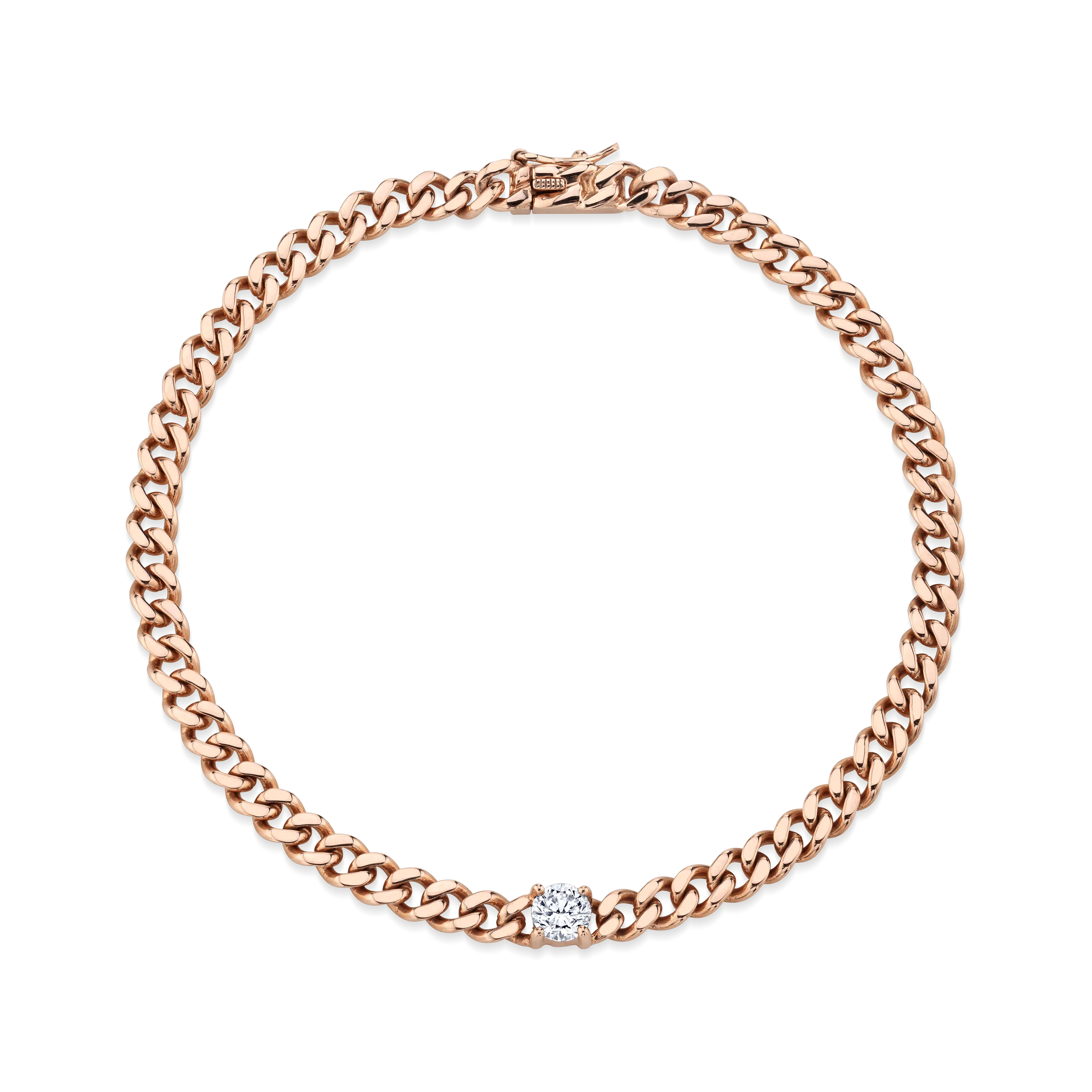 SMALL CUBAN LINK BRACELET WITH ROUND DIAMOND CENTER Anita Ko