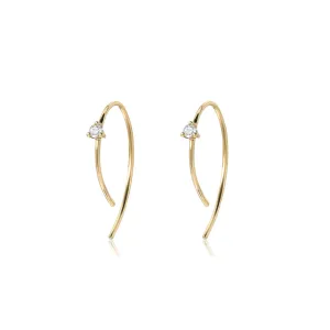 Small Diamond 14K Yellow Gold Open Hoop Earrings Croghans