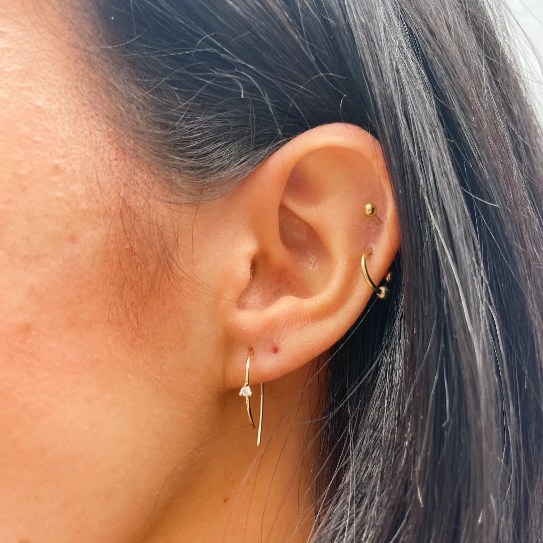 Small Diamond 14K Yellow Gold Open Hoop Earrings Croghans
