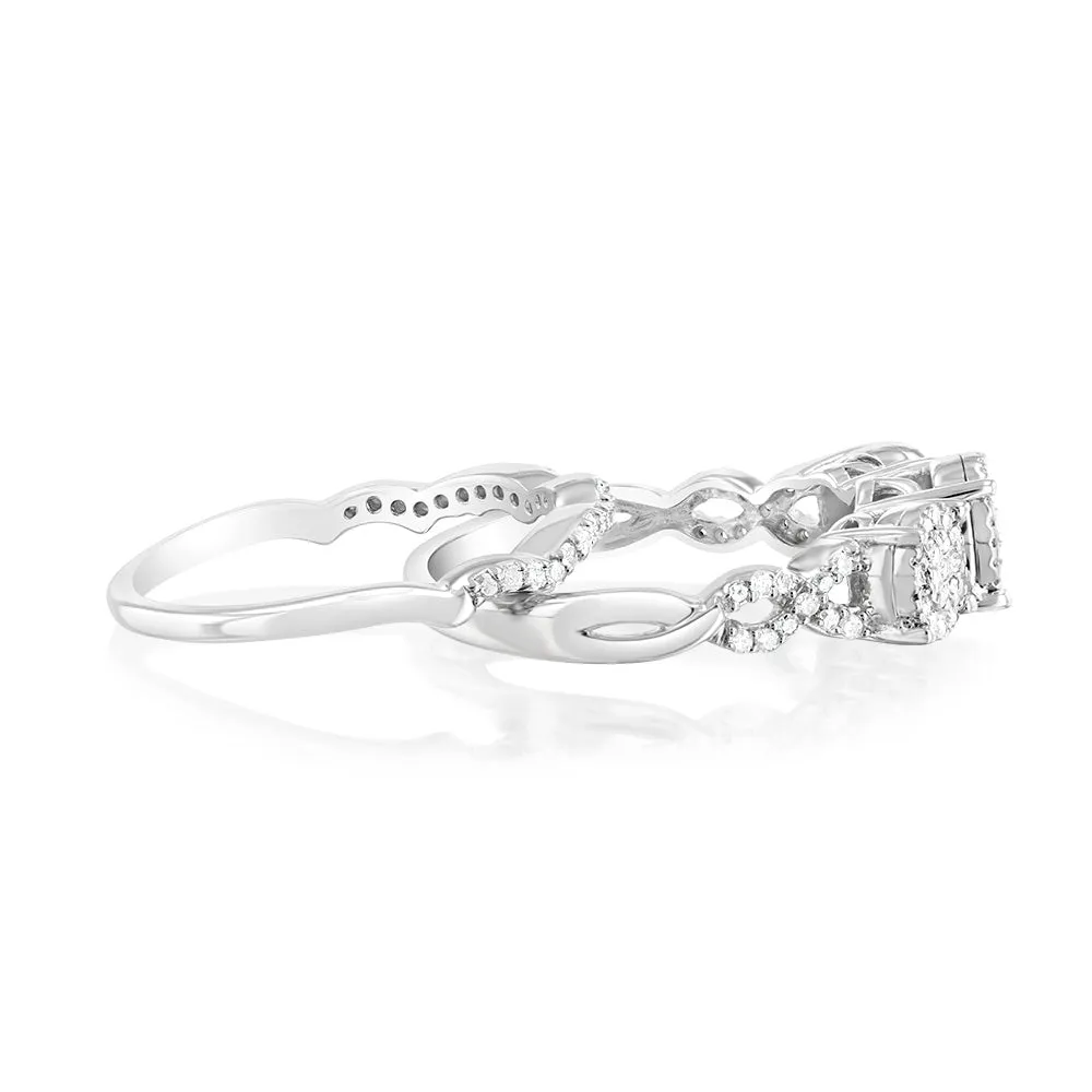 Sterling Silver 0.45 Carat Diamond Bridal 2Ring Set Shiels