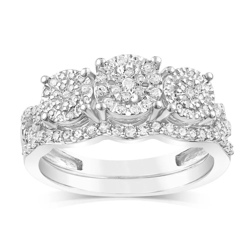 Sterling Silver 0.45 Carat Diamond Bridal 2Ring Set Shiels