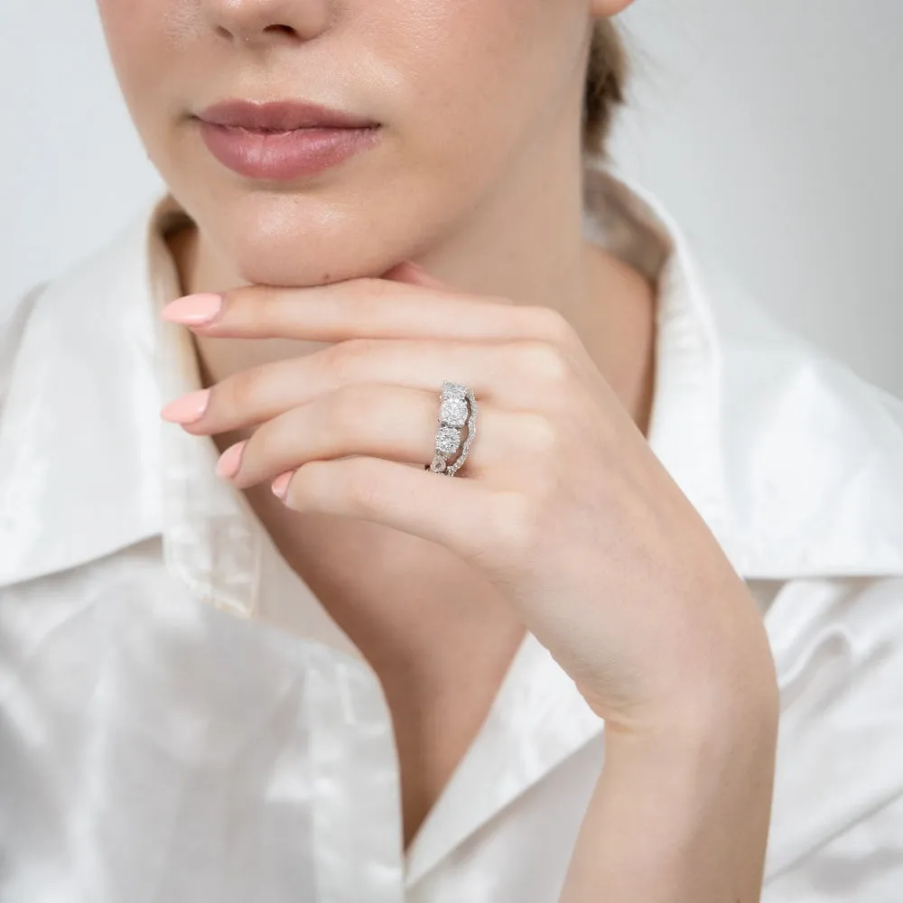 Sterling Silver 0.45 Carat Diamond Bridal 2Ring Set Shiels