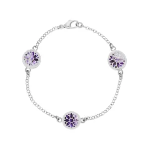 Sterling Silver 10mm Blue John Three Flower Burst Chatsworth Décor Bracelet