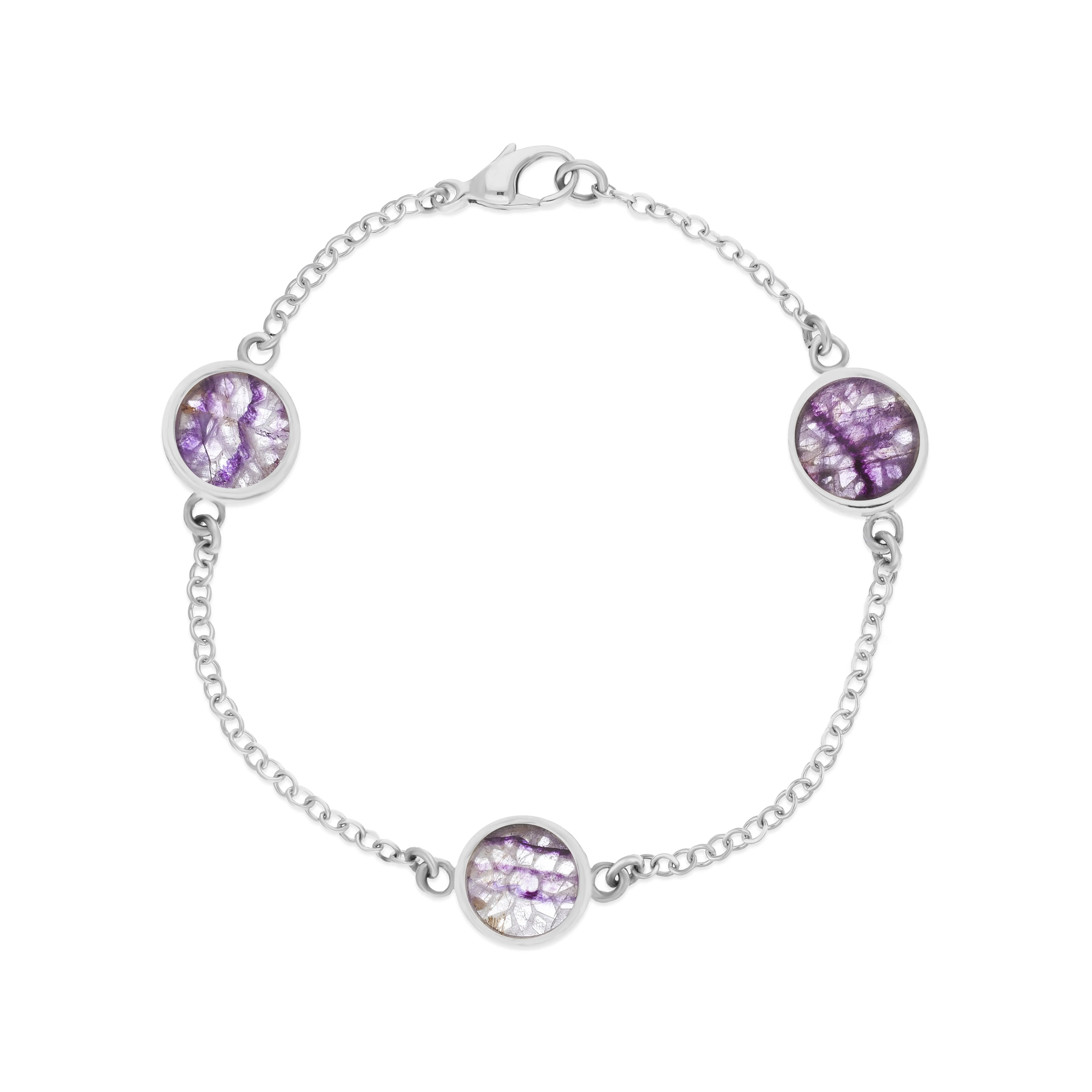 Sterling Silver 10mm Blue John Three Round Chatsworth Décor Bracelet