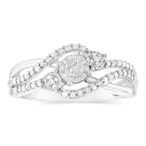 Sterling Silver 1/5 Carat Diamond Wrap Around Trilogy Ring Shiels