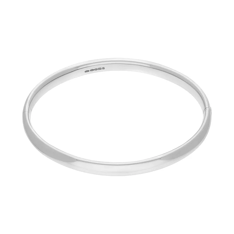 Sterling Silver 4mm Domed Hinged Bangle