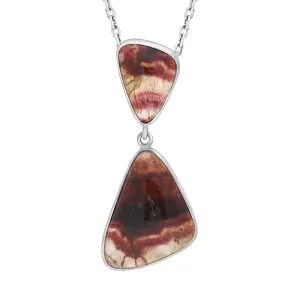 Sterling Silver Blue John 2 Stone Abstract Drop Necklace D