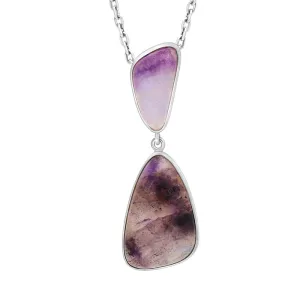 Sterling Silver Blue John 2 Stone Abstract Drop Necklace D