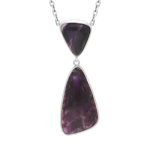 Sterling Silver Blue John 2 Stone Abstract Triangle Drop Necklace D