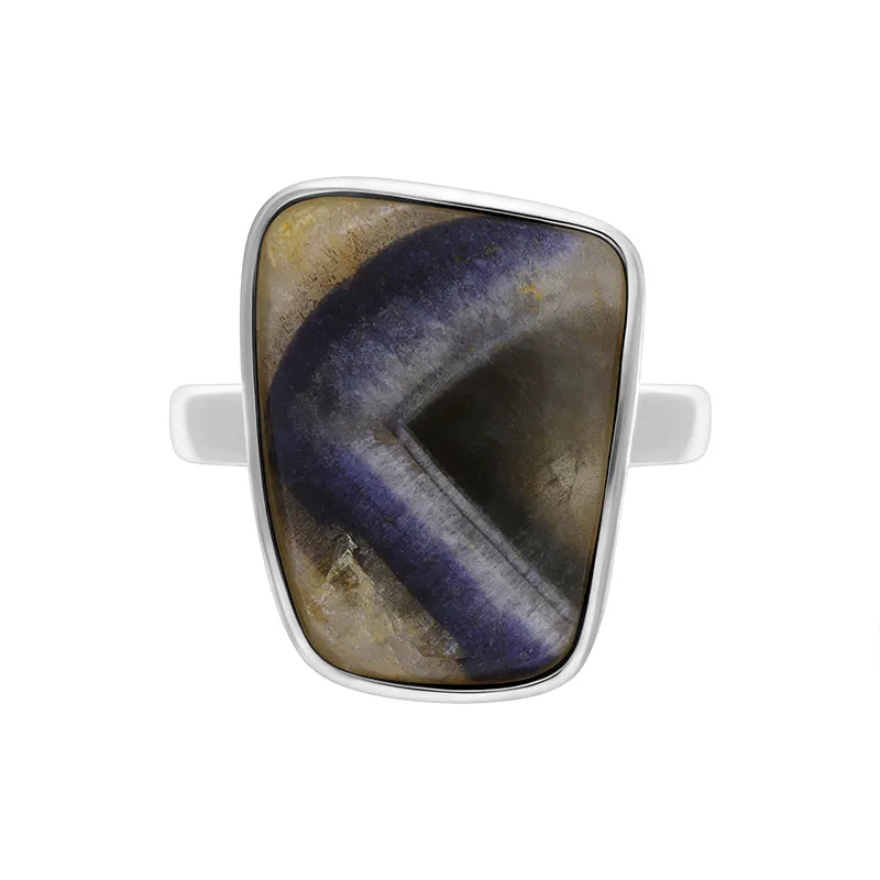 Sterling Silver Blue John Abstract Doublet Ring D
