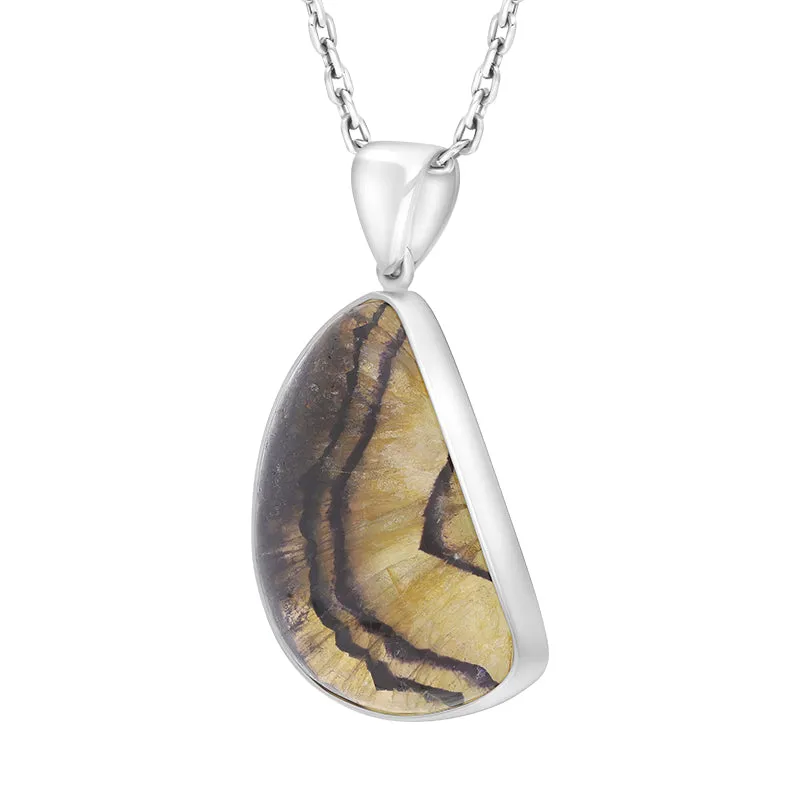 Sterling Silver Blue John Abstract Oval Necklace D