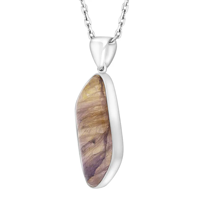 Sterling Silver Blue John Abstract Oval Necklace D