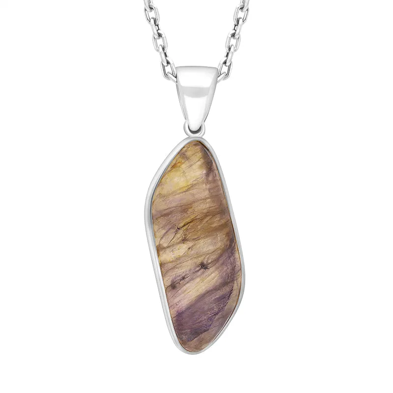 Sterling Silver Blue John Abstract Oval Necklace D