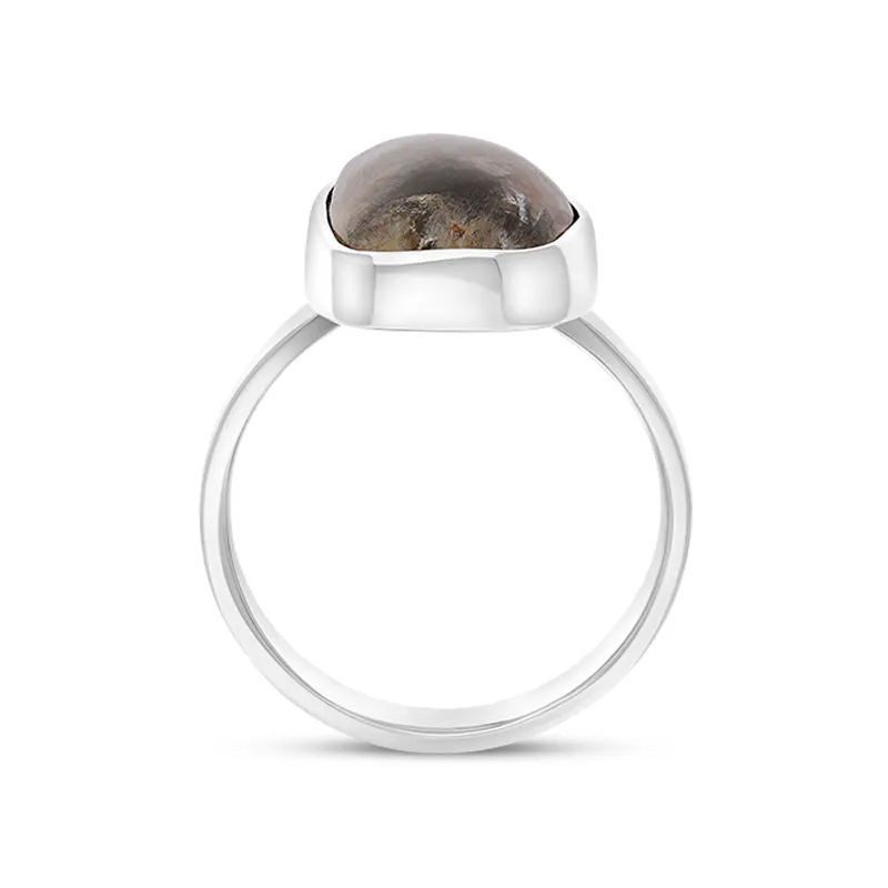 Sterling Silver Blue John Abstract Oval Shaped Ring D