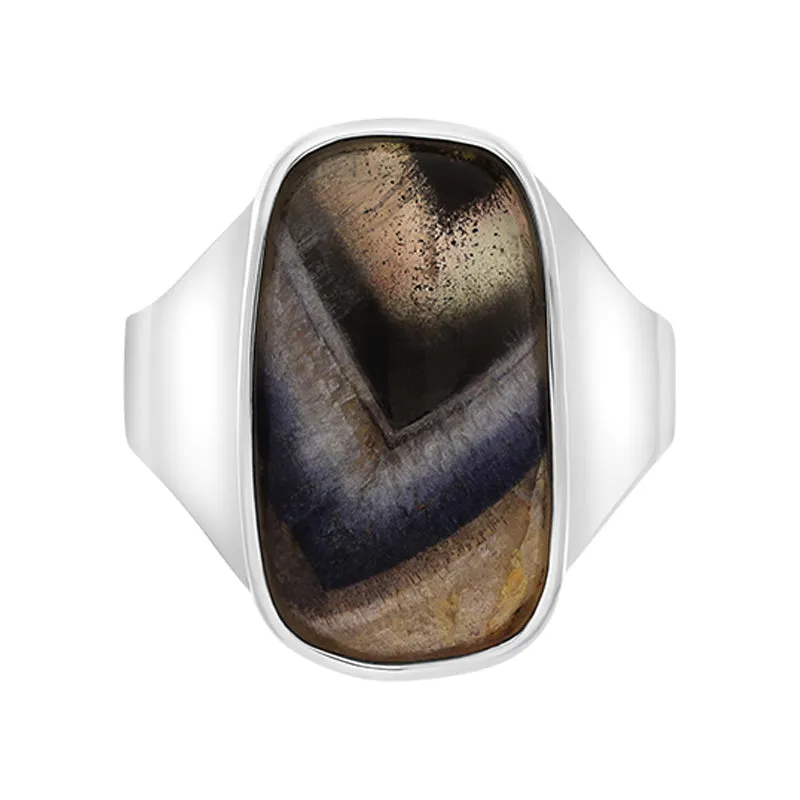 Sterling Silver Blue John Abstract Rectangle Ring D