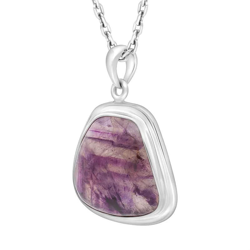 Sterling Silver Blue John Abstract Solid Edge Necklace D