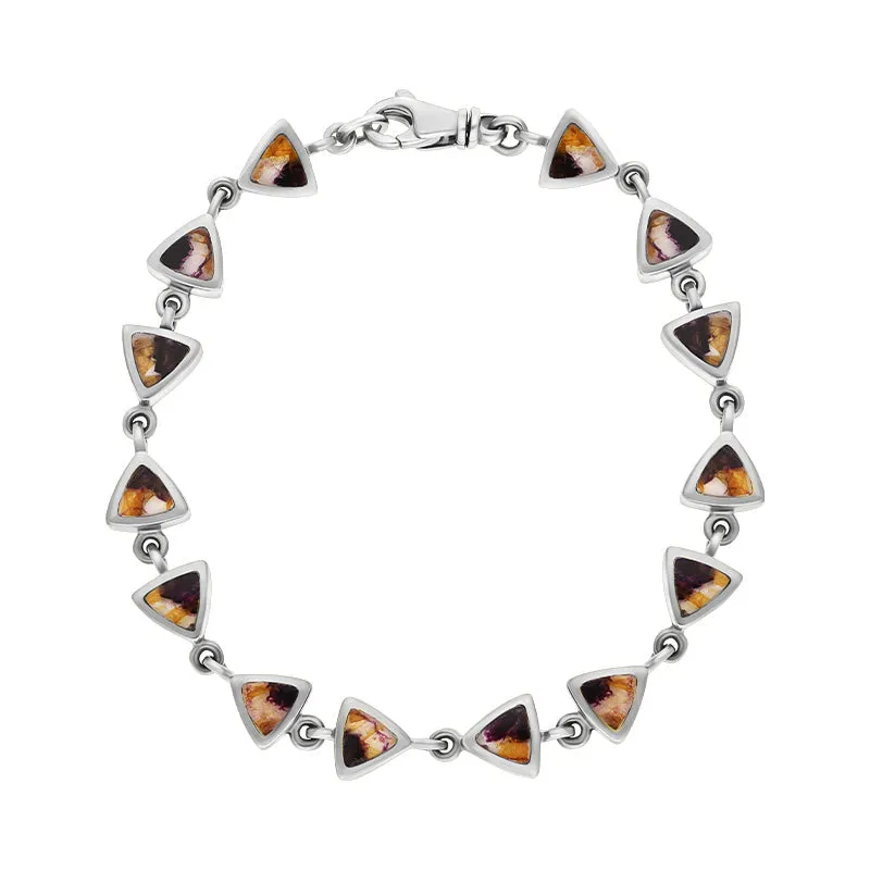 Sterling Silver Blue John Curved Triangle Bracelet