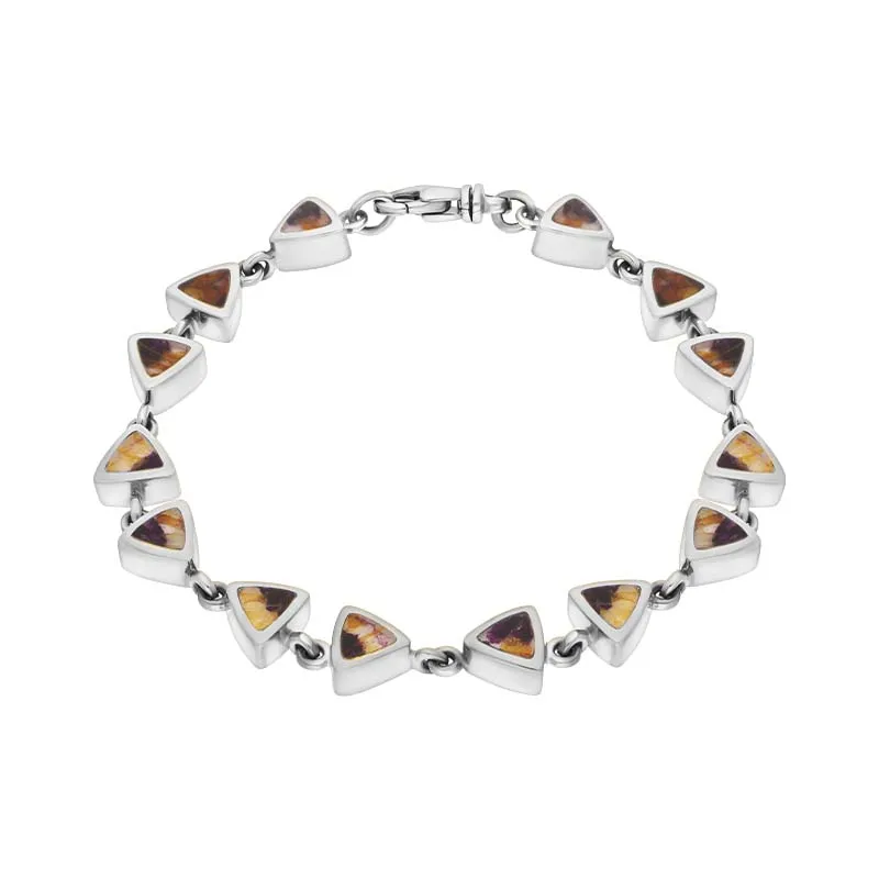 Sterling Silver Blue John Curved Triangle Bracelet
