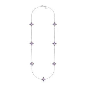 Sterling Silver Blue John Eden Long Marquise Flower Necklace