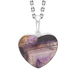 Sterling Silver Blue John Heart Necklace D