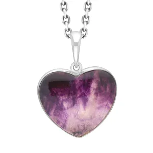 Sterling Silver Blue John Heart Pendant Necklace D