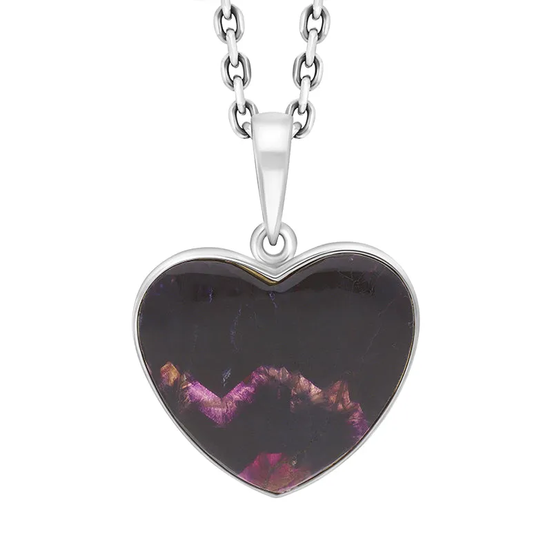 Sterling Silver Blue John Heart Pendant Necklace D