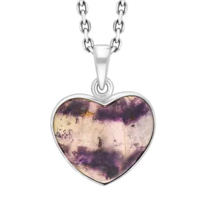 Sterling Silver Blue John Heart Pendant Necklace D
