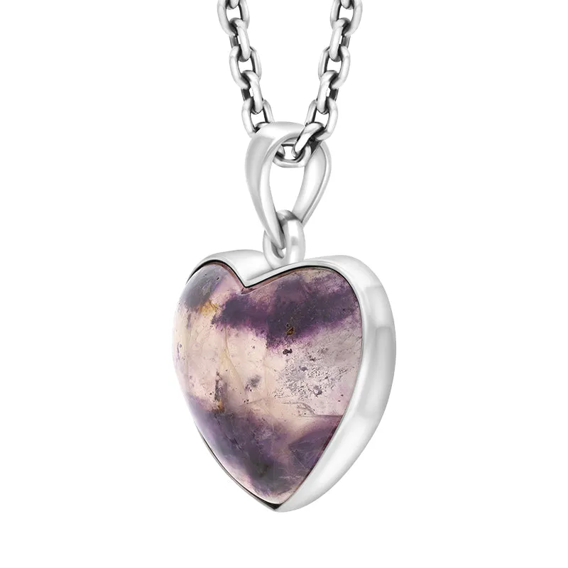 Sterling Silver Blue John Heart Pendant Necklace D