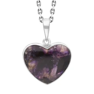 Sterling Silver Blue John Heart Pendant Necklace D