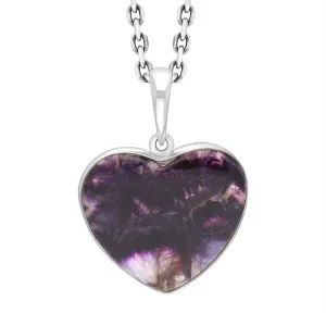 Sterling Silver Blue John Heart Pendant Necklace D