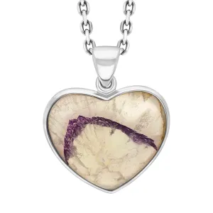 Sterling Silver Blue John Heart Pendant Necklace D