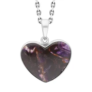Sterling Silver Blue John Heart Pendant Necklace D