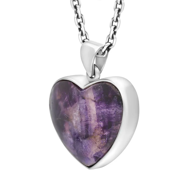 Sterling Silver Blue John Heart Pendant Necklace D