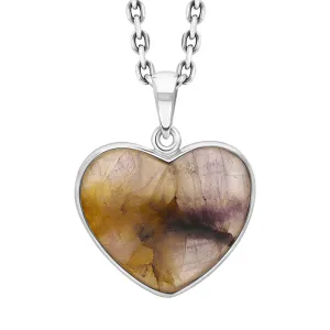 Sterling Silver Blue John Heart Pendant Necklace D