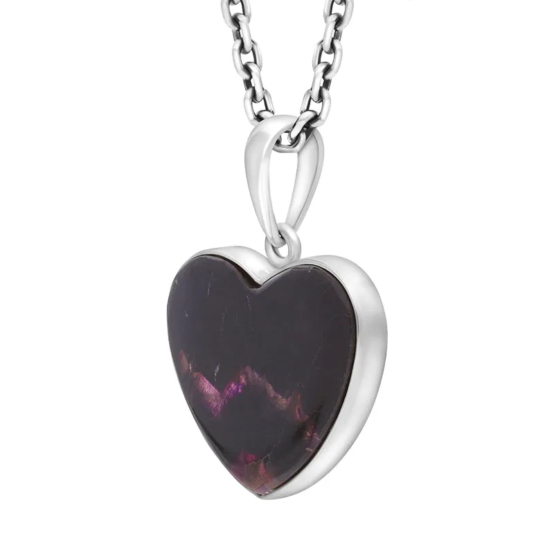 Sterling Silver Blue John Heart Pendant Necklace D